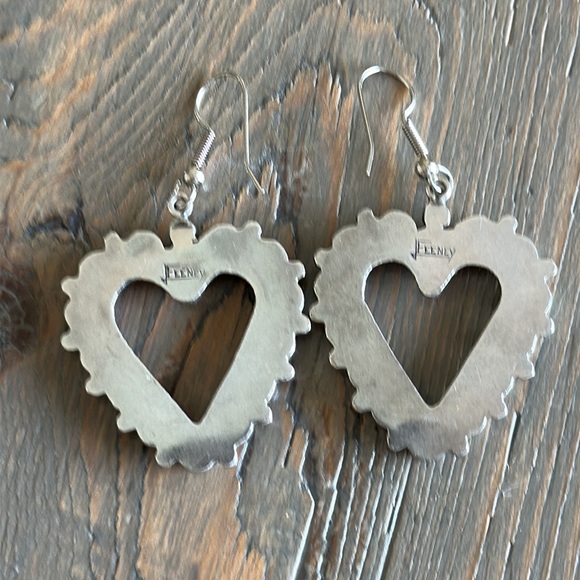 Vintage Leo Feeney Turquoise and Sterling Heart Earrings - Picture 3 of 5